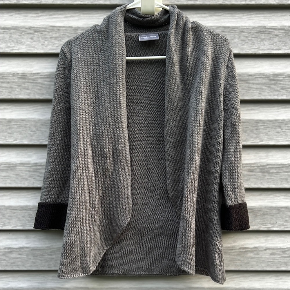Wooden Ships | Gray Black 3/4 Length Sleeve Cardigan Sweater size Extra Small